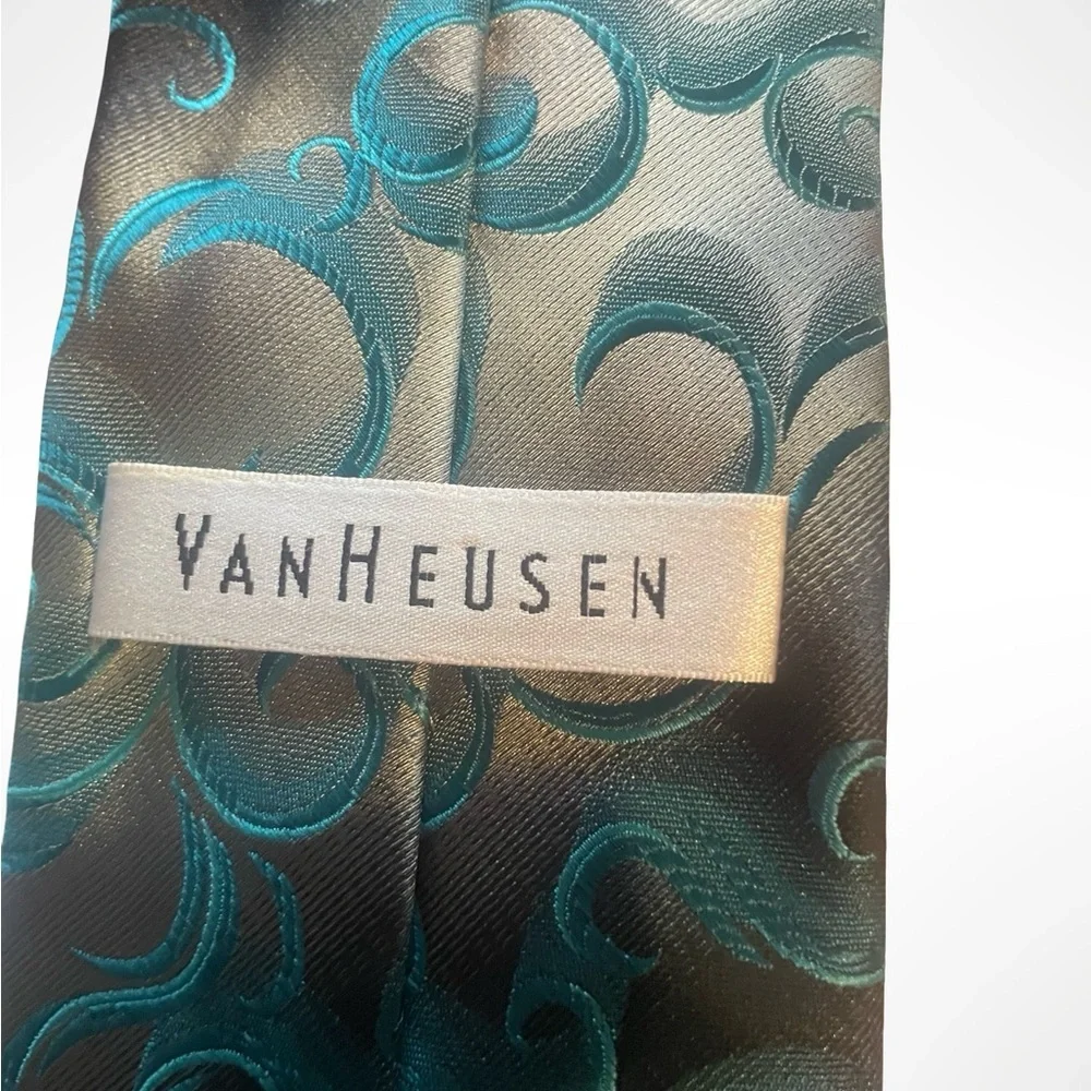 Elegant Swirl Patterned‎ Tie - Teal and silver
